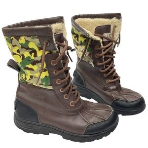 Ugg Kids Butte II Brown Backcountry Camouflage Lace Up Comfort Winter Boots 2